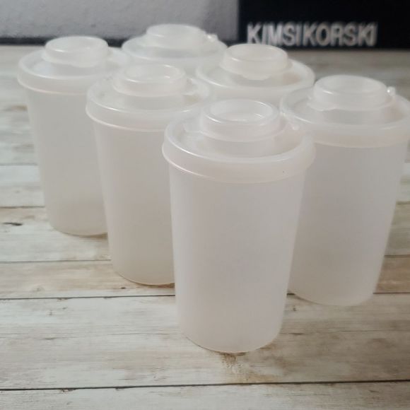 Vintage 6 Clear Tupperware Salt & Pepper 102-23  634-2 Spice Shaker Storage - Picture 6 of 13